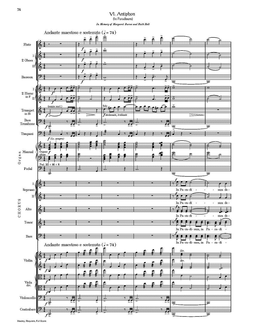 Hawley. Requiem, VI. Antiphon first page