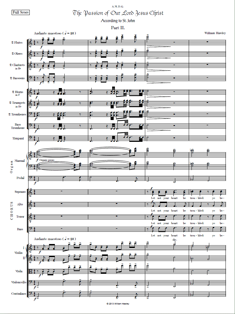Hawley, St. John Passion Part II first page