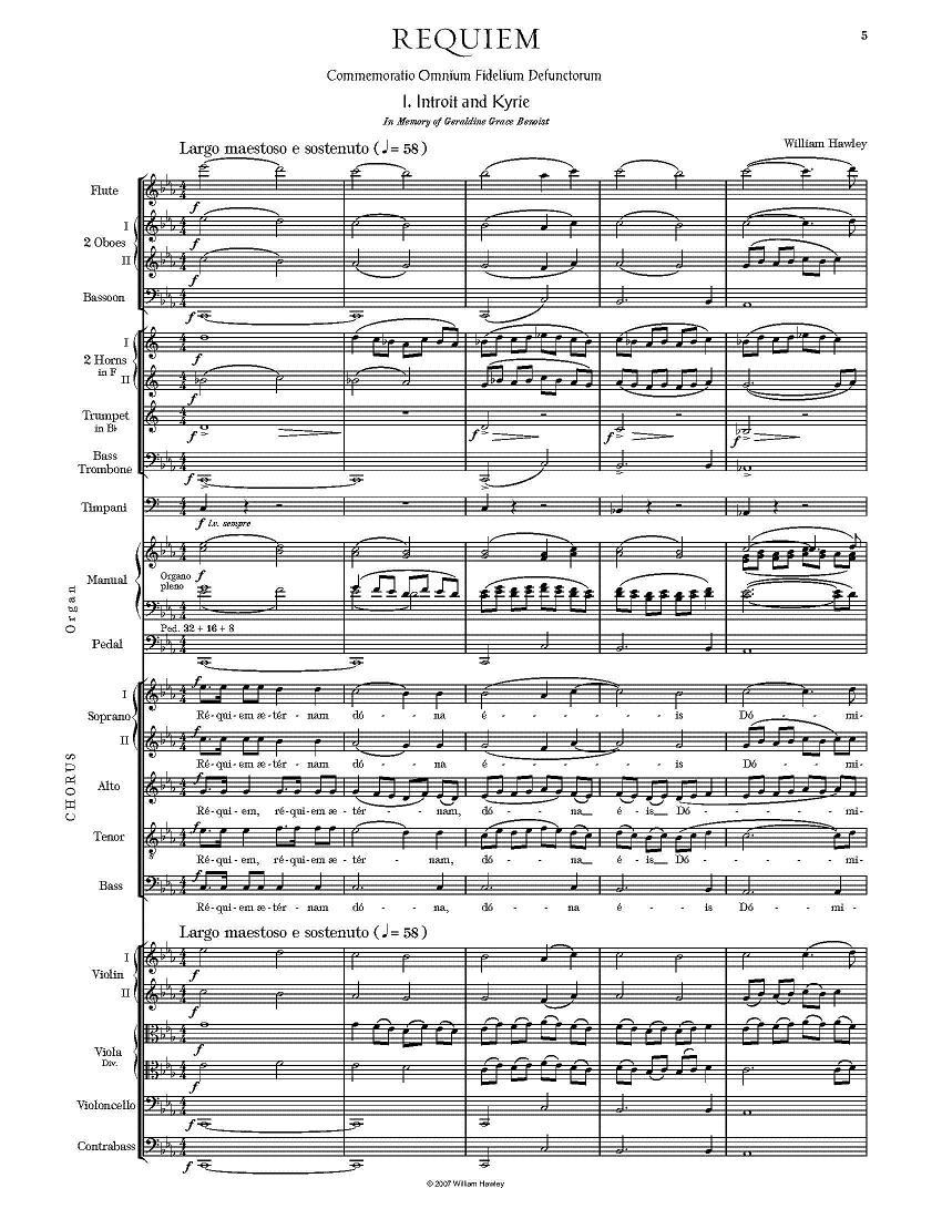 Hawley, Requiem, I., Introit and Kyrie first page
